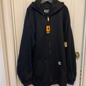 Carhartt, Men’s Black, Zip front , hooded sweatshirt, front pockets, loose fit.